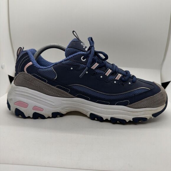 Skechers D’Lites Navy Blue Gray Shoes Sneakers 11947W Womens Size 11 Wide Damage - Picture 9 of 13